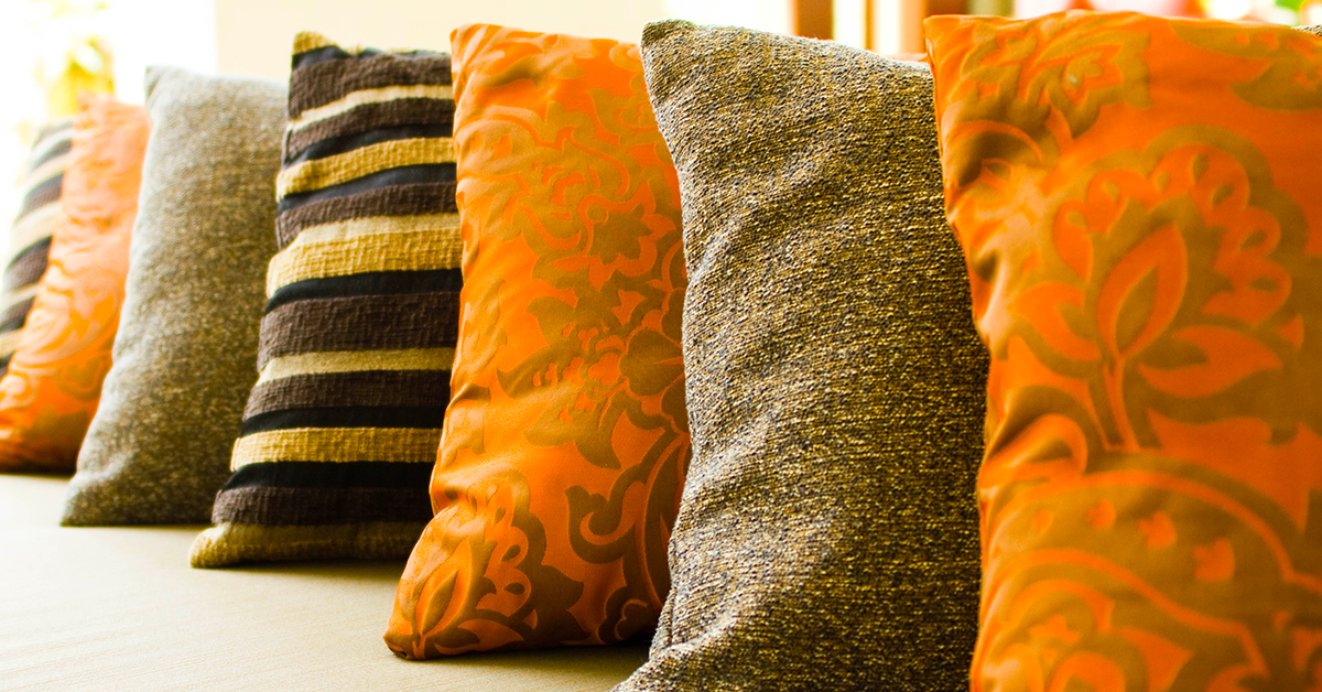 Patterned colourful cushions