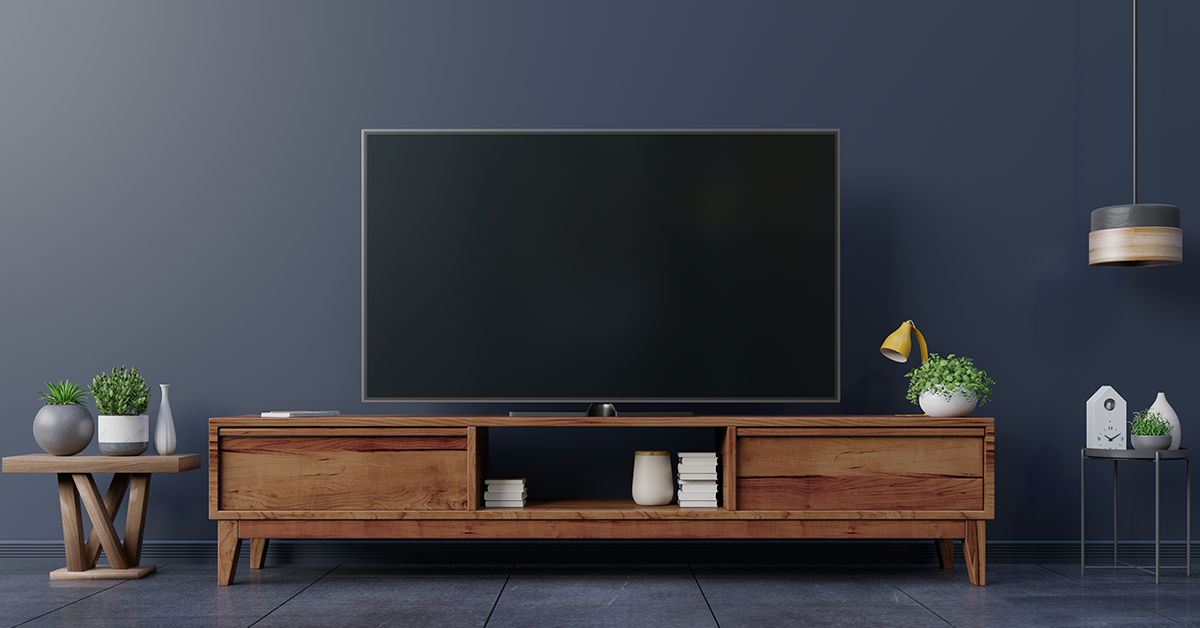 Tv unit with black wall