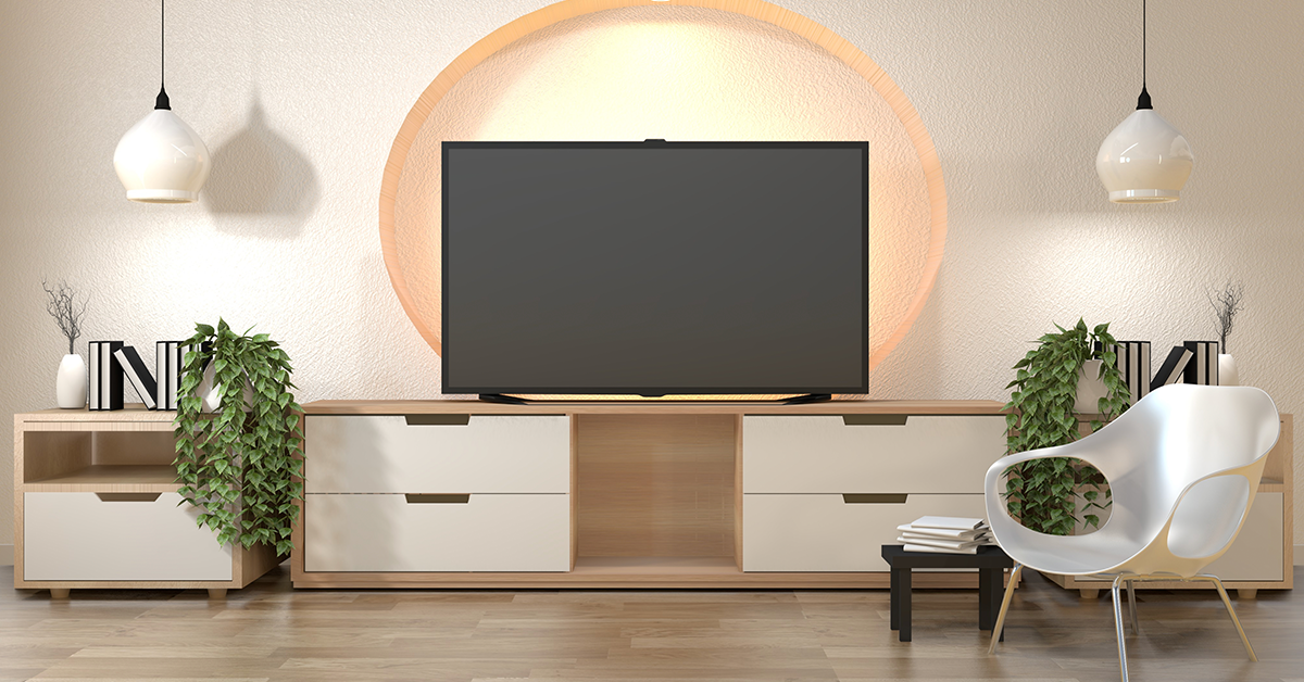 Pink themed Tv unit and background