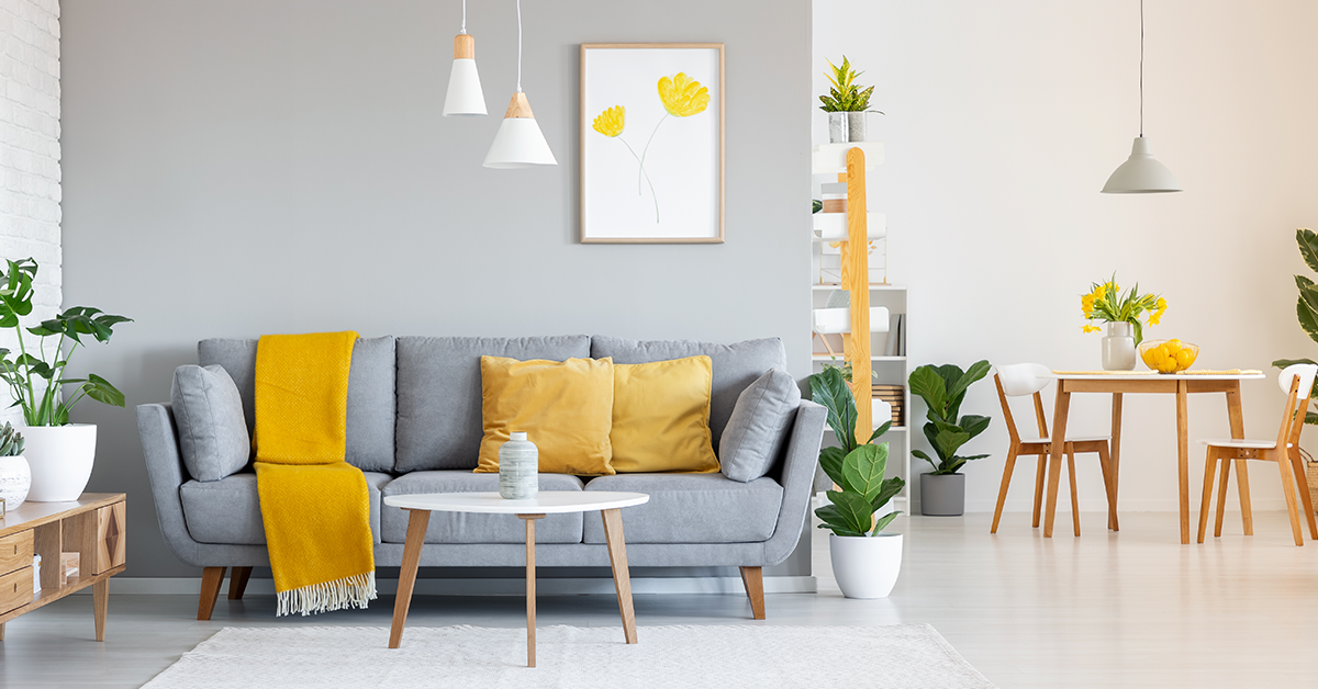 Clever Room Decorating Ideas Using, Grey And Yellow Living Room Theme