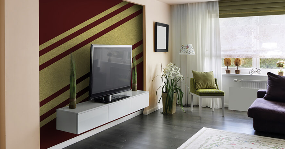 Wall colour combinations for living room and TV unit
