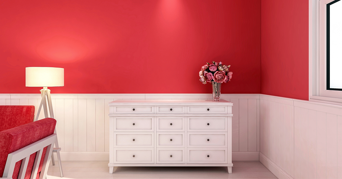 Aries lucky color red and white wall paint