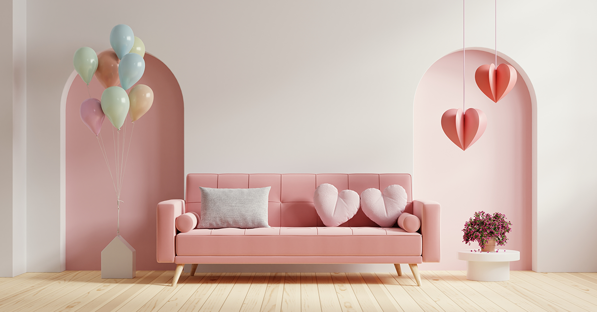 Valentines day home decor idea with white and pink colour combination