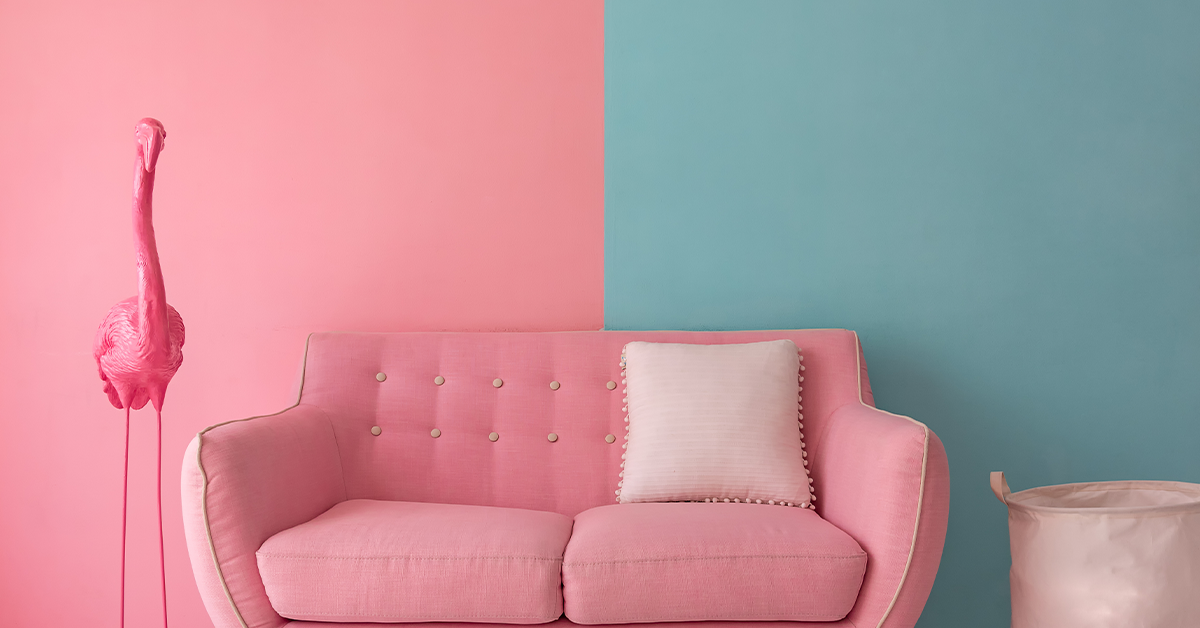 Blue and pink for interior wall paint