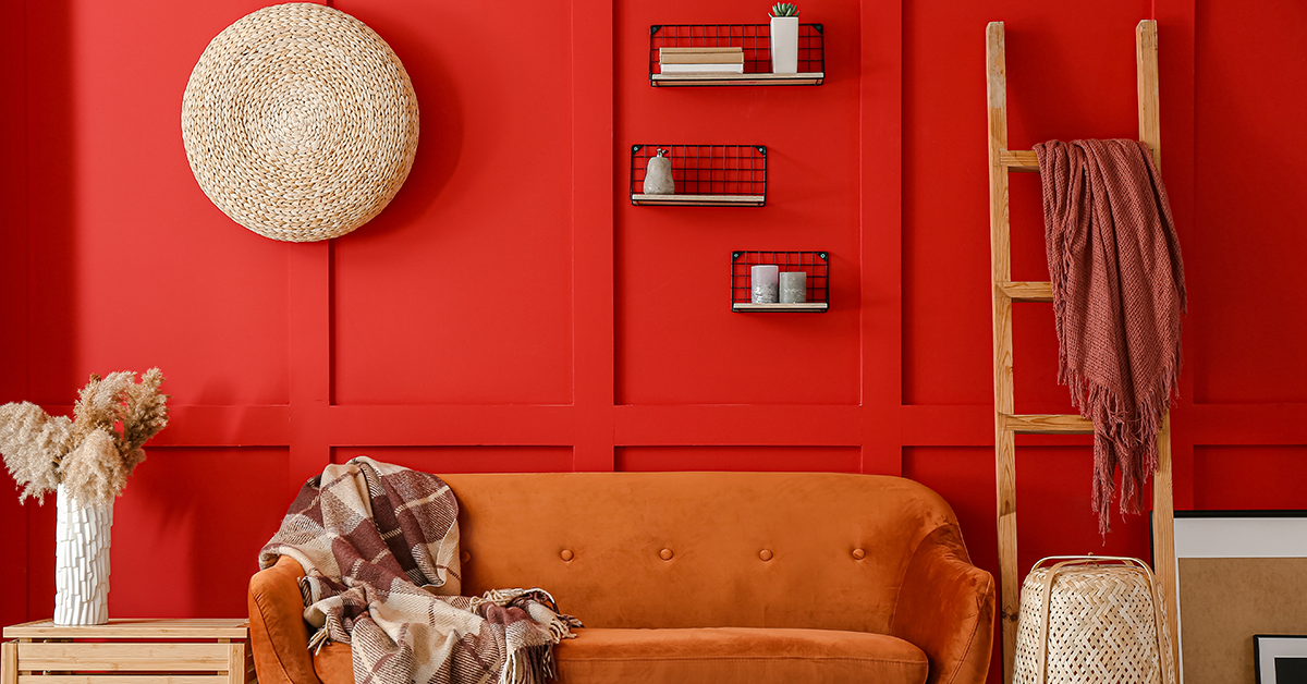 Bright Red color for living room