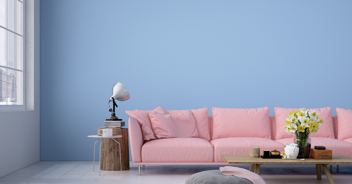 cool blue colour scheme for living room