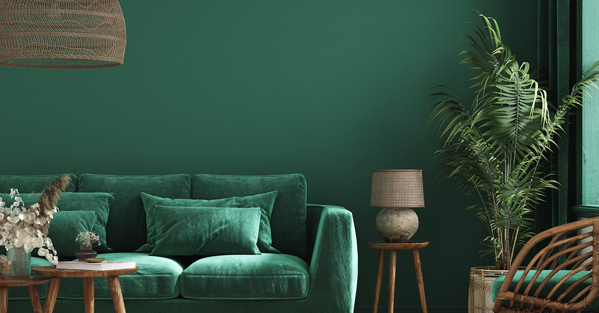 Vibrant Green living room colour