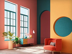 Pink And Orange Arch Wall Interior