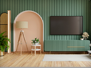 Green Wall Arch Design For TV Unit Wall