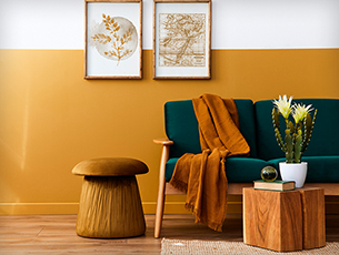 Mustard Yellow And White Wall For Living Room