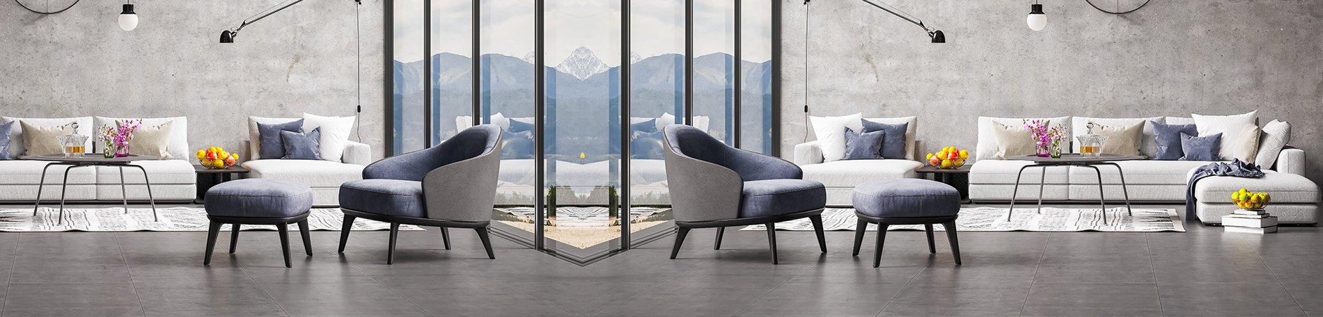 Grey white living room design