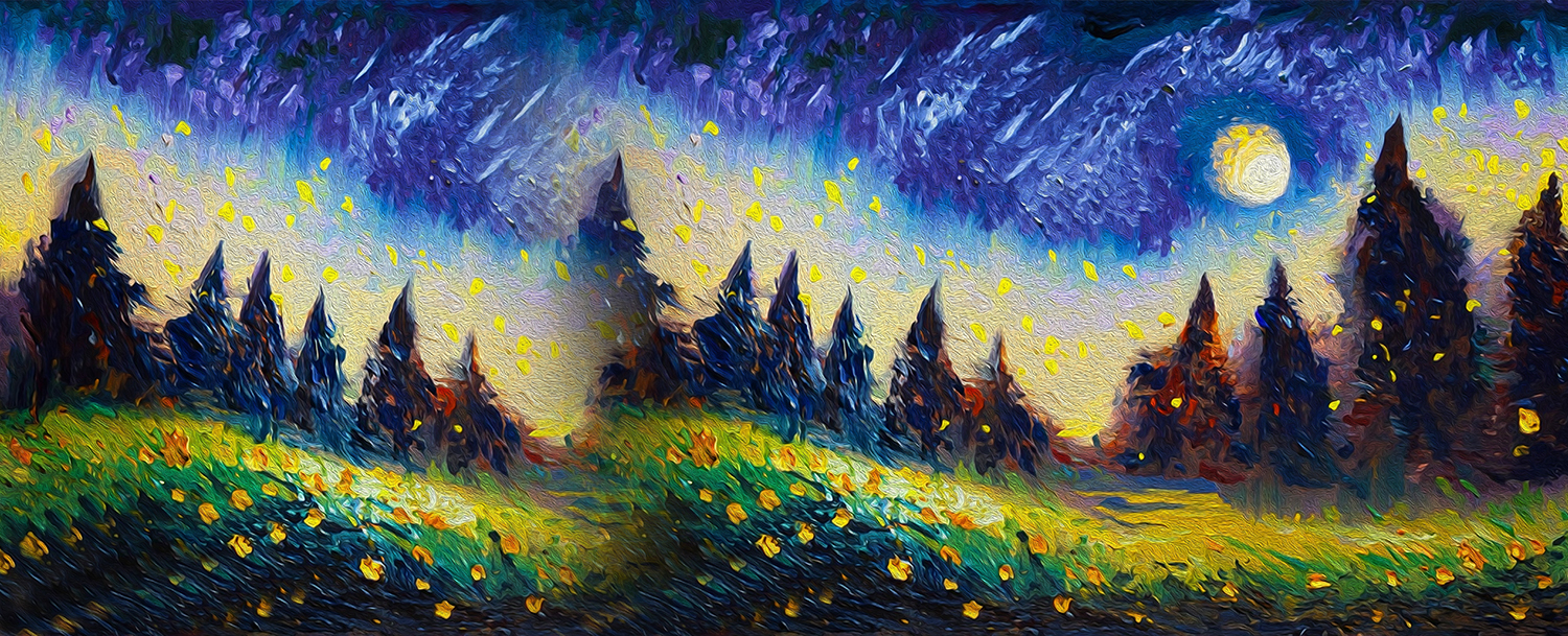colourful art painting starry night