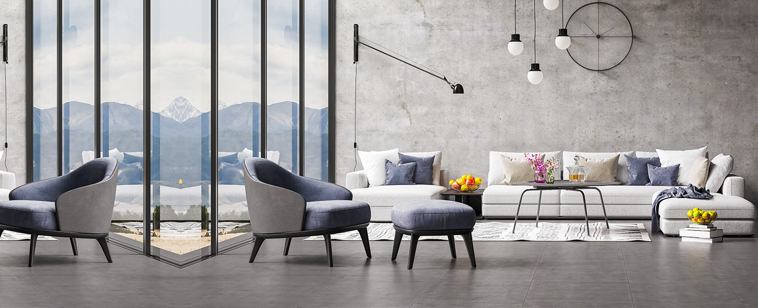 Grey white living room design