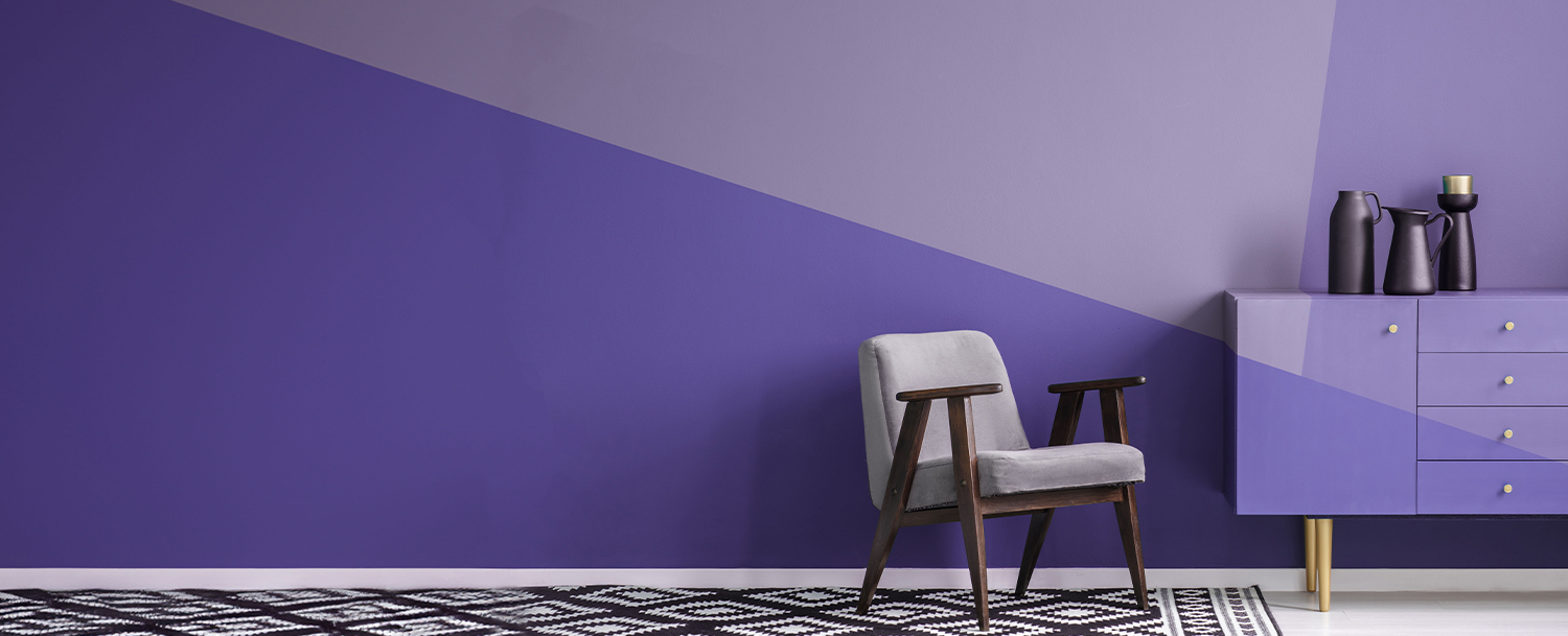 purple shapes wall colour