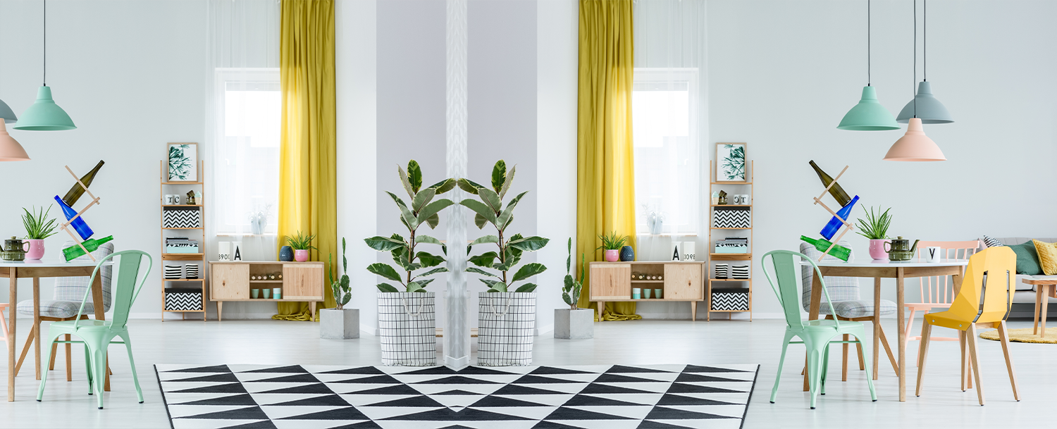 White Living Room With Colourfull Décor