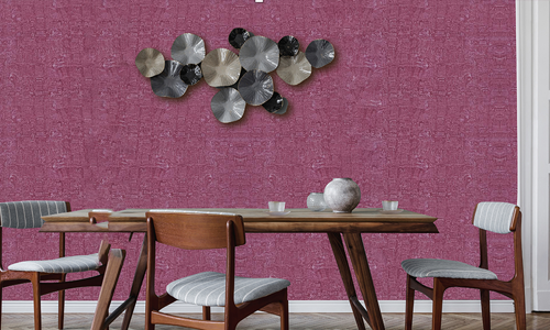 pink textured wall dining room