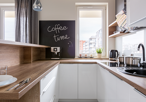 White And Brown Wall Colour Combination For Small Kitchen