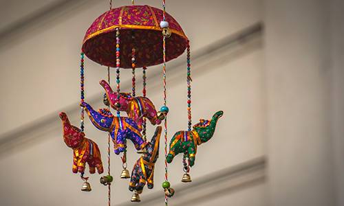 colourful elephant hanging prop