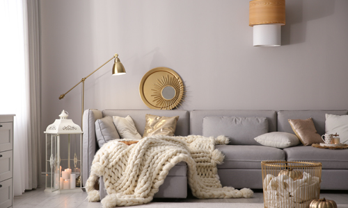 grey and gold living room decor