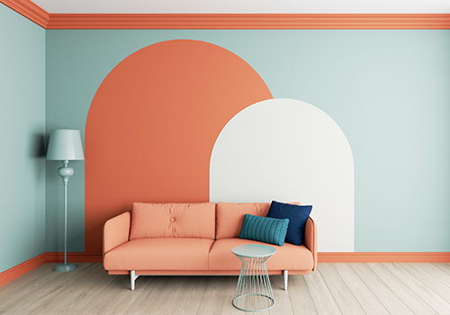 Peach Blue Living Room