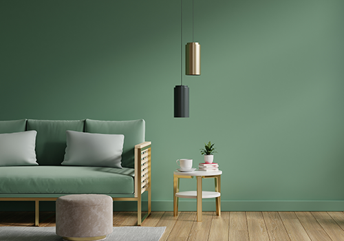 Interior Green Wall And Green Sofa