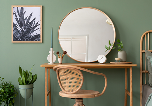 Sage green room wall décor and colour