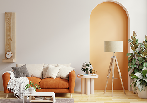 Ochre And White Wall Colour Combination Arch Wall