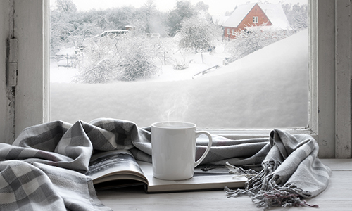 hot cup with book winters