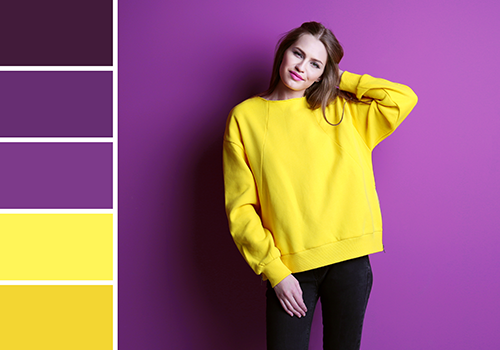 Yellow and purple wall colour combination