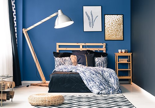 Blue Wall Of A Bedroom