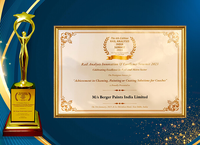 Award for Berger Paints at Rail Analysis Innovation & Excellence Summit 2023